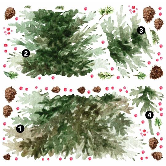 Watercolor Evergreen Peel And Stick Giant Wall Decals